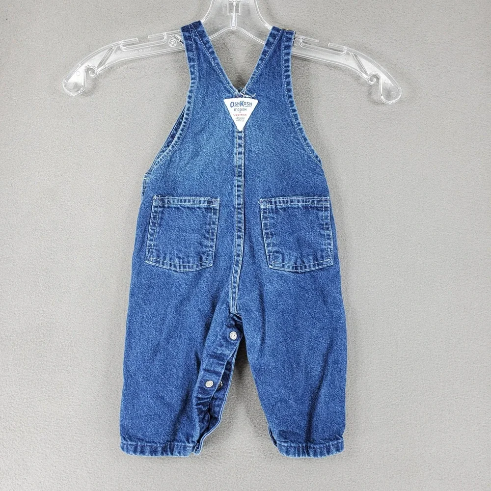 OshKosh B'gosh Denim Overalls Baby 6/9M Blue Vintage USA Made Vestbak Classic